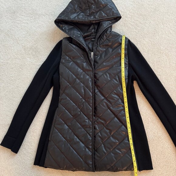 Eileen Fisher Black Hooded Merino Wool with Puffer Jacket, Black, XS - Picture 6 of 10